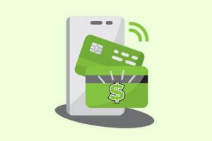 Credit card and phone tapping icon
